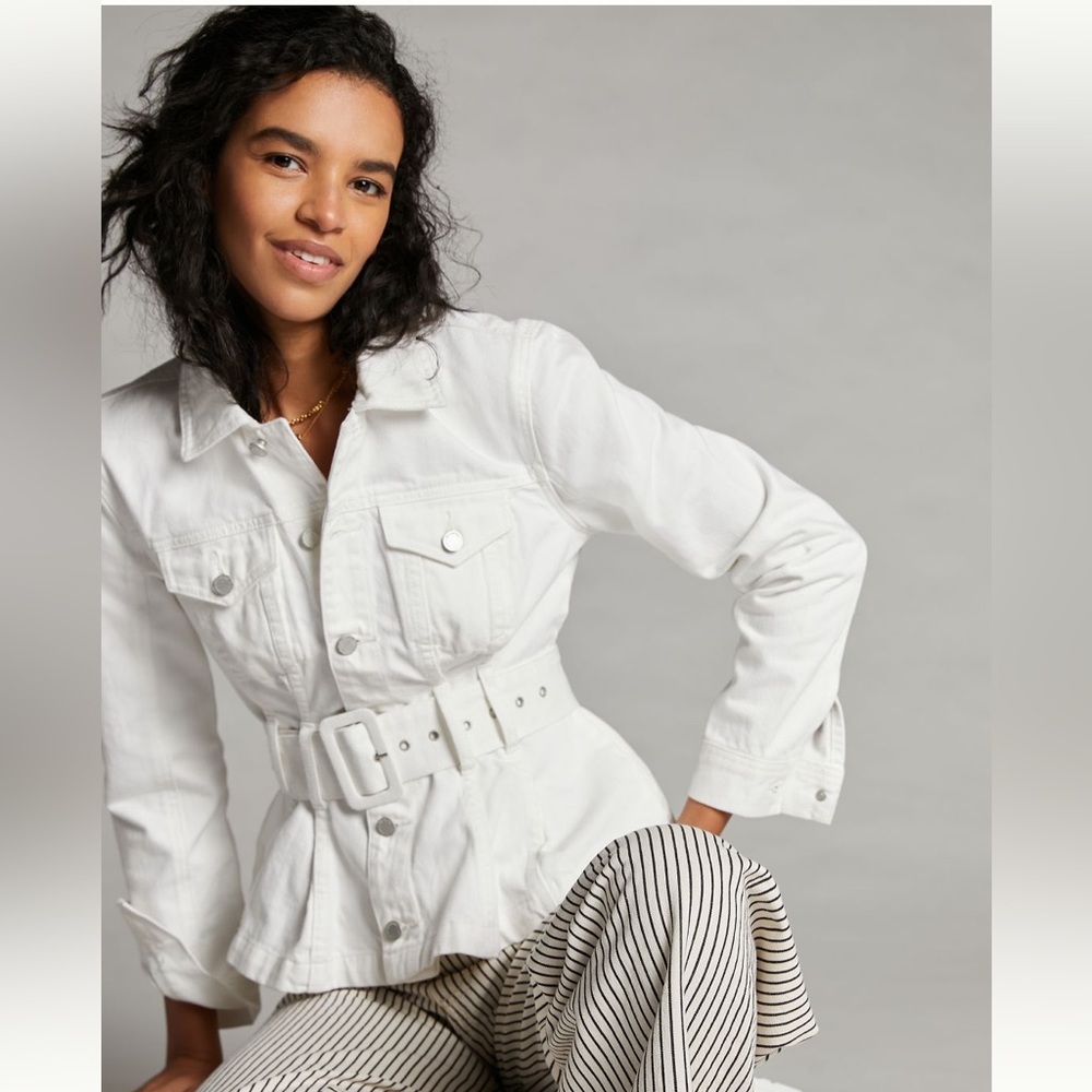 Anthropologie Blank NYC White Jean Jacket